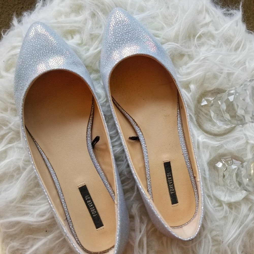 Forever 21 Pointed Toe Iridescent Shoes Flats